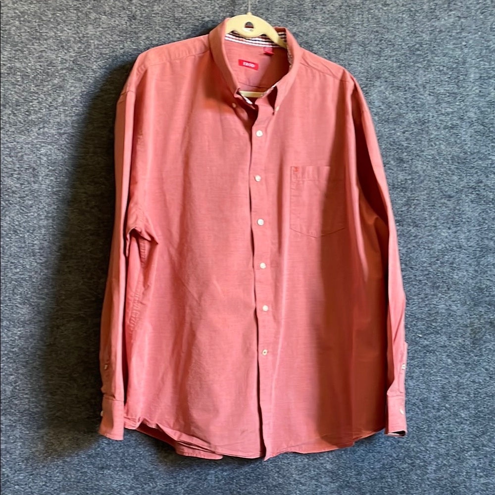 Izod Pink Casual Button Down Shirt Lightweight Cotton  XXL